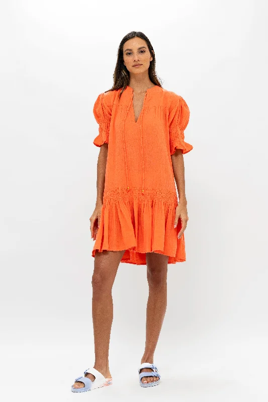 Smocked Drop Mini- Bahama Orange