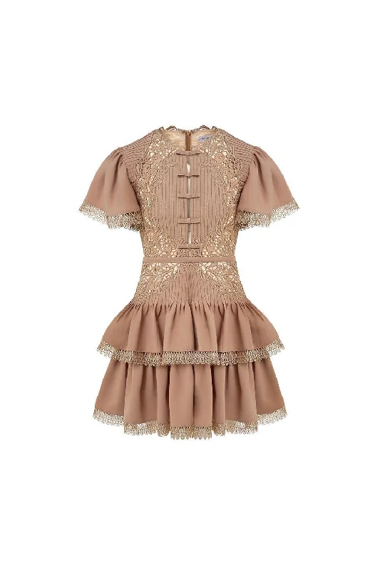 Party Dresses with Embroidered Birds and Sequined Floral Motifs for Ladies' Nature Inspired and Elegant LookAurora Layered Flutter Sleeved Polycotton Mini Dress Party Dresses with Embroidered Birds and Sequined Floral Motifs for Ladies' Nature Inspired and Elegant LookAurora Layered Flutter Sleeved Polycotton Mini Dress