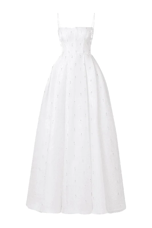 Party Dresses with Ruffled Sleeveless Top and Embroidered Skirt for Ladies' Dramatic and Artistic LookBristol Ball Gown Spaghetti Strap Chiffon Floor Length Dress Party Dresses with Ruffled Sleeveless Top and Embroidered Skirt for Ladies' Dramatic and Artistic LookBristol Ball Gown Spaghetti Strap Chiffon Floor Length Dress