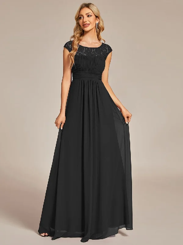 Party Dresses with Embroidered Tribal Patterns and Satin Sash for Ladies' Cultural and Stylish LookElegant Chiffon Maxi Formal Evening Dress with Lace Cap Sleeve Party Dresses with Embroidered Tribal Patterns and Satin Sash for Ladies' Cultural and Stylish LookElegant Chiffon Maxi Formal Evening Dress with Lace Cap Sleeve