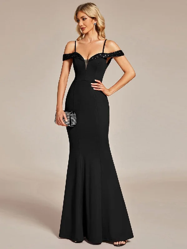 Vintage Inspired Party Dresses for Ladies' Retro Themed GatheringsElegant Sequin Sleeve Evening Dress with Spaghetti Straps Vintage Inspired Party Dresses for Ladies' Retro Themed GatheringsElegant Sequin Sleeve Evening Dress with Spaghetti Straps