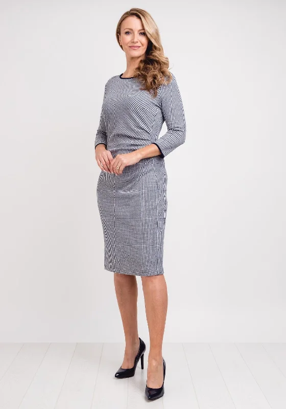 Striped Party Dresses with Button Front for Ladies' Classic and Timeless LookGerry Weber Check Jersey Pencil Dress, Navy & White Striped Party Dresses with Button Front for Ladies' Classic and Timeless LookGerry Weber Check Jersey Pencil Dress, Navy & White