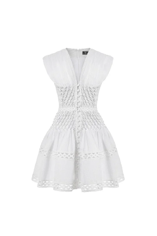 Vintage Inspired Party Dresses for Ladies' Retro Themed GatheringsJocasta Fit and Flare V-Neck Linen Mini Dress Vintage Inspired Party Dresses for Ladies' Retro Themed GatheringsJocasta Fit and Flare V-Neck Linen Mini Dress