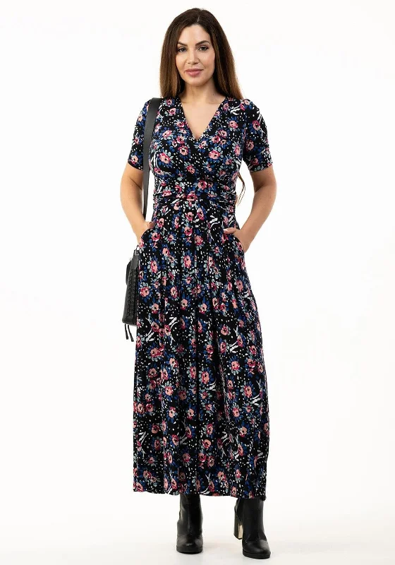 Empire Waist Party Dresses with Satin Sash for Ladies' Curvy Figure FlatteringJolie Moi Beatrice Floral Jersey Maxi Dress, Black Multi Empire Waist Party Dresses with Satin Sash for Ladies' Curvy Figure FlatteringJolie Moi Beatrice Floral Jersey Maxi Dress, Black Multi
