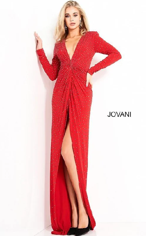 Party Dresses with Rhinestone Embellishments and Sheer Sleeves for Ladies' Luxurious and Alluring LookJovani 3058 Prom Formal Long Sleeve Beaded Dress Party Dresses with Rhinestone Embellishments and Sheer Sleeves for Ladies' Luxurious and Alluring LookJovani 3058 Prom Formal Long Sleeve Beaded Dress