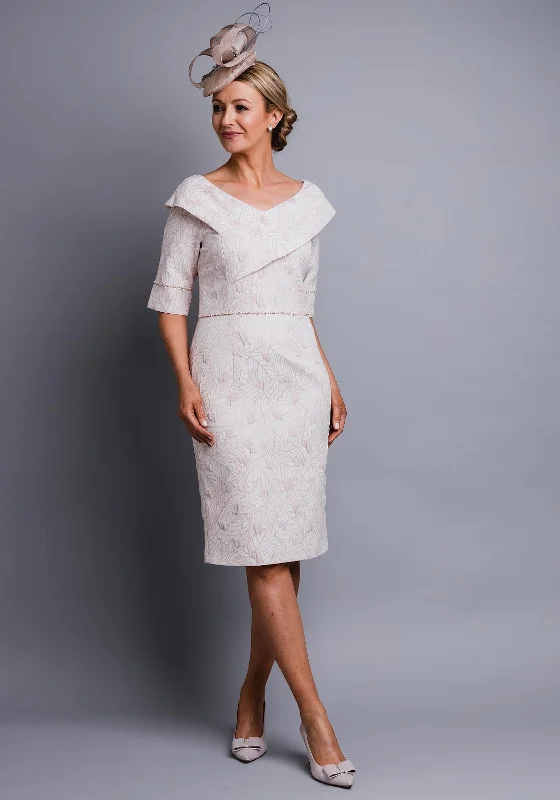 Embroidered Party Dresses with Metallic Thread for Ladies' Cultural FestivalsLizabella Embossed Print Shawl Collar Dress, Pink