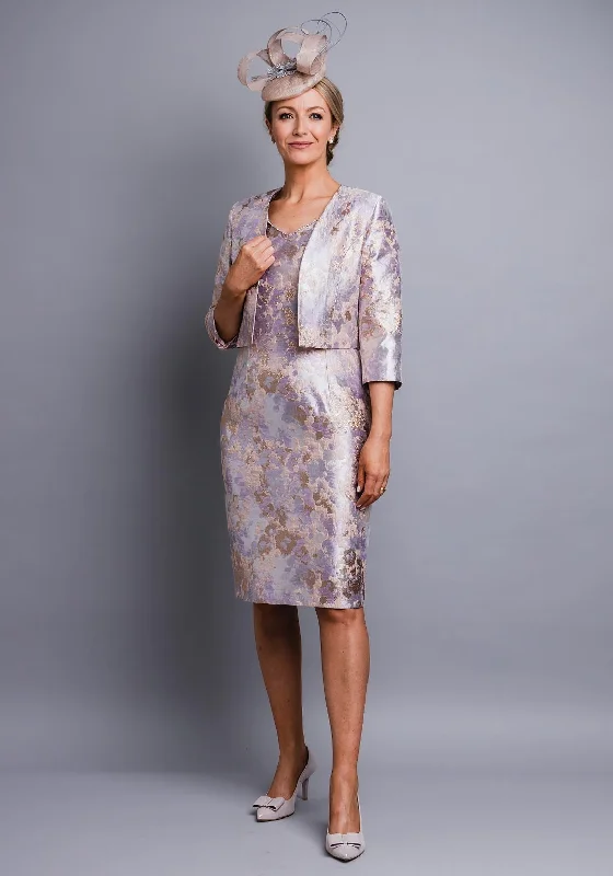 A Line Tulle Party Dresses for Ladies with Petite FiguresLizabella Metallic Print Dress & Jacket, Lilac & Gold A Line Tulle Party Dresses for Ladies with Petite FiguresLizabella Metallic Print Dress & Jacket, Lilac & Gold