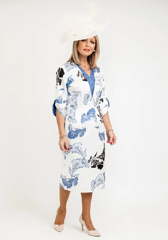 Party Dresses with Sequined Stripes and Sheer Back for Ladies' Bold and Sexy LookLizabella V-Neck Floral Pencil Dress, Azure Party Dresses with Sequined Stripes and Sheer Back for Ladies' Bold and Sexy LookLizabella V-Neck Floral Pencil Dress, Azure