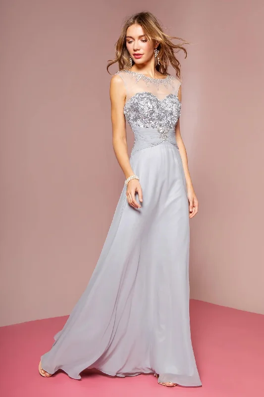 Party Dresses with Ruffled Sleeveless Top and Embroidered Skirt for Ladies' Dramatic and Artistic LookSequin Embellished Chiffon Long Prom Dress Party Dresses with Ruffled Sleeveless Top and Embroidered Skirt for Ladies' Dramatic and Artistic LookSequin Embellished Chiffon Long Prom Dress