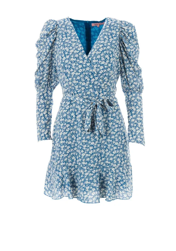 Gothic Style Party Dresses with Lace Trim for Ladies' Halloween PartiesSeventy1 Volume Sleeve Daisy Print Mini Dress, Blue Gothic Style Party Dresses with Lace Trim for Ladies' Halloween PartiesSeventy1 Volume Sleeve Daisy Print Mini Dress, Blue