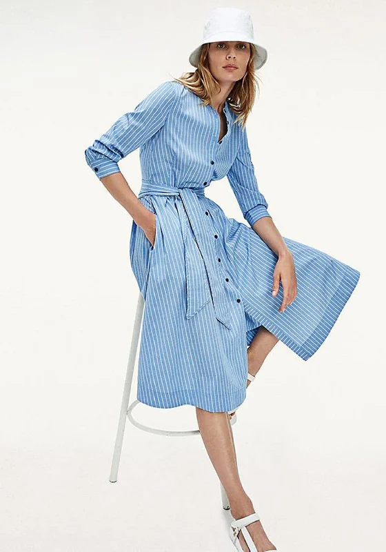 Party Dresses with Sequined Bodice and Chiffon Skirt for Ladies' Elegant ContrastTommy Hilfiger Pinstripe Shirt Dress, Blue & White Party Dresses with Sequined Bodice and Chiffon Skirt for Ladies' Elegant ContrastTommy Hilfiger Pinstripe Shirt Dress, Blue & White