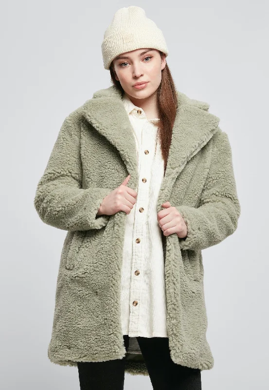 Cropped blazers in a bold, neon color for a statement - making lookUrban Classics - Ladies Oversized Sherpa Soft Salvia - Jacket