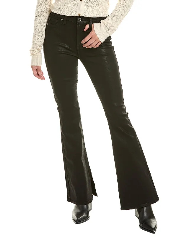 Denim jeans for a shopping spree while remaining comfortable on your feet7 For All Mankind Ali Coated Black High-Waist Flare Jean