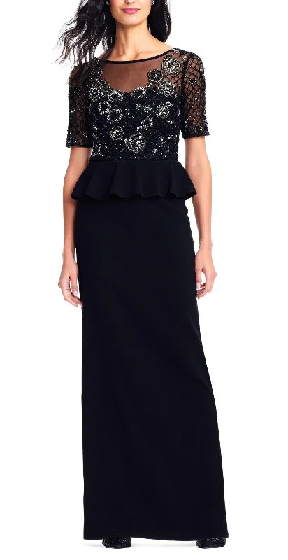 Satin Party Dresses with Floral Embroidery for Ladies' Romantic AppealAdrianna Papell AP1E202890 Illusion Flutter Long Formal Dress Plus Size Satin Party Dresses with Floral Embroidery for Ladies' Romantic AppealAdrianna Papell AP1E202890 Illusion Flutter Long Formal Dress Plus Size