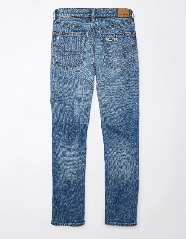 Denim jeans for petite body types with proportionate sizing and a flattering fitAE Stretch Super High-Waisted Ripped Ankle Straight Jean