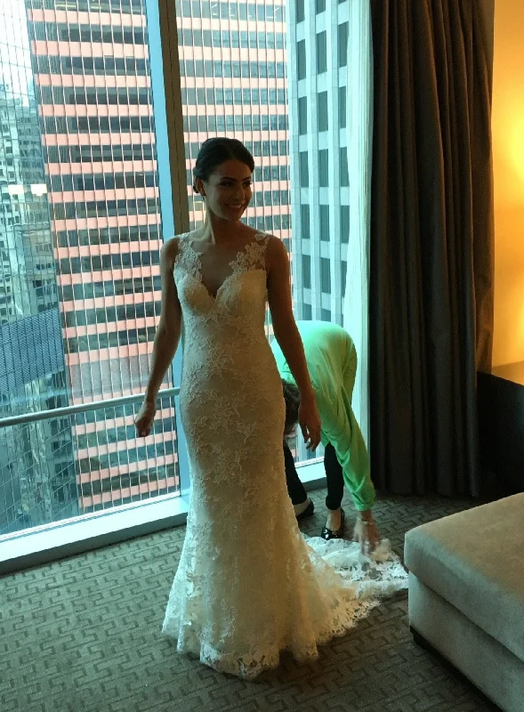 Chiffon Wedding Dresses with Slit and Embroidered Hem for Added EleganceAmsale Nicole