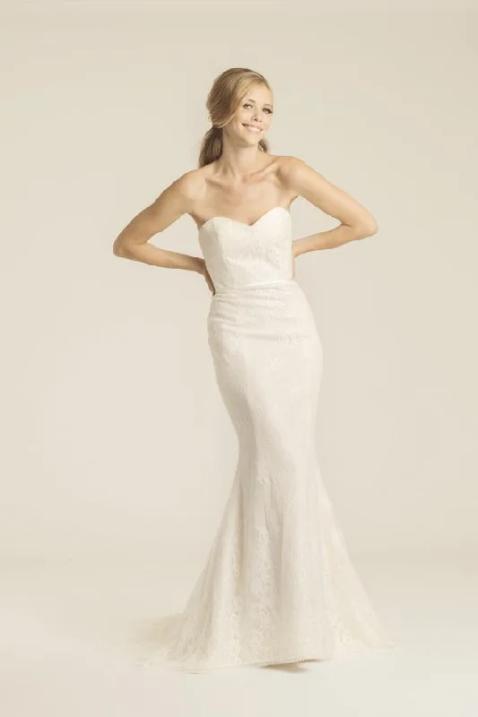Wedding Dresses with Embroidered Birds and Sequined Floral Motifs and Satin and Lace Combo and Bow at the Waist and Embroidered Floral Patterns for a Nature Inspired and Romantic LookAmy Kuschel Claremont Wedding Dresses with Embroidered Birds and Sequined Floral Motifs and Satin and Lace Combo and Bow at the Waist and Embroidered Floral Patterns for a Nature Inspired and Romantic LookAmy Kuschel Claremont