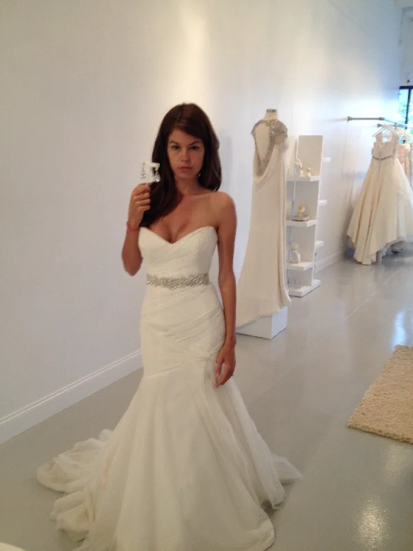 Sheath Style Silk Wedding Dresses with V Neck for a Sophisticated LookAnne Barge Aimee
