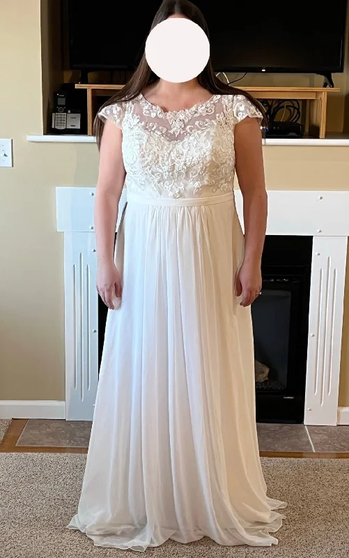 Wedding Dresses with Sequined Hearts and Ruffled Hem and Satin and Lace Combo and Bow at the Waist and Embroidered Floral Patterns for a Romantic and Feminine LookAzazie Brynslee