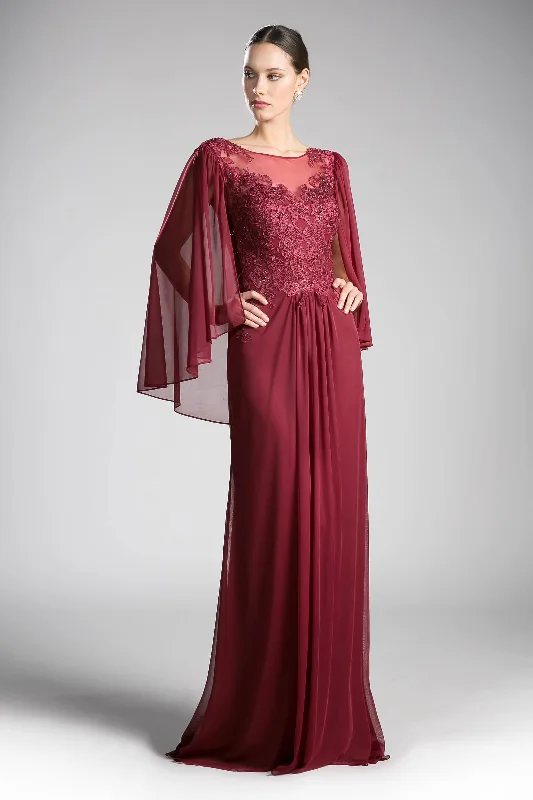 Party Dresses with Sequined Dots and Sheer Skirt for Ladies' Playful and Sultry LookCinderella Divine OC0001 Formal Long Dress Mother of the Bride Cape