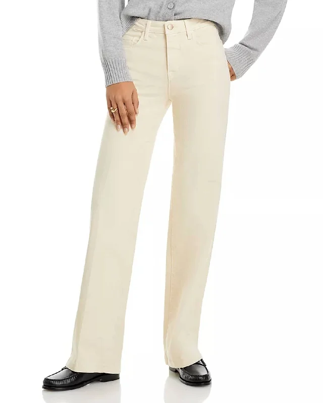 Patchwork denim jeans with unique fabric combinations for a one - of - a - kind lookClayton High Rise Wide Leg Jeans In Oat