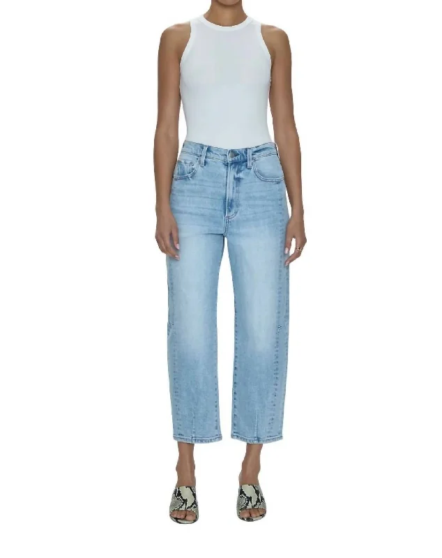 Contemporary - designed denim jeans with modern details like asymmetrical seams or unique hardwareEli High Rise Arched Leg Jean In Sun-Kissed