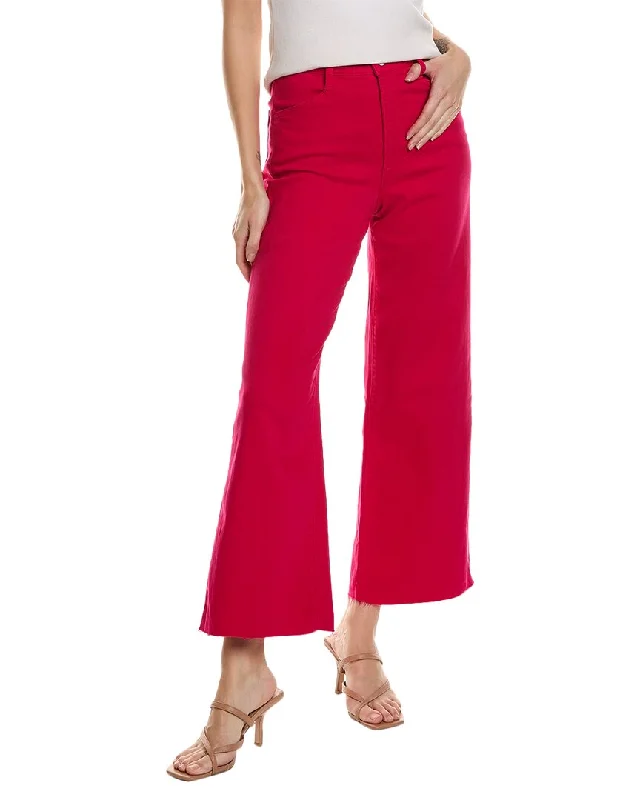 Denim jeans with a cuffed hem for a preppy and put - together appearanceFavorite Daughter The Mischa Pink Peacock Super High-Rise Wide Leg Ankle Jean