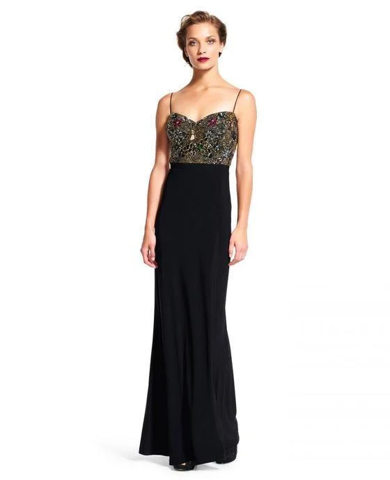 Party Dresses with Sequined Dots and Sheer Skirt for Ladies' Playful and Sultry LookAdrianna Papell AP1E200306 Formal Long Mother of the Bride Dress