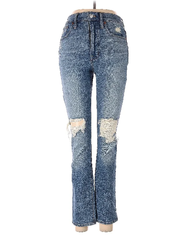 Denim jeans for a snowboarding trip with appropriate layeringHigh-Rise Bootleg Jeans