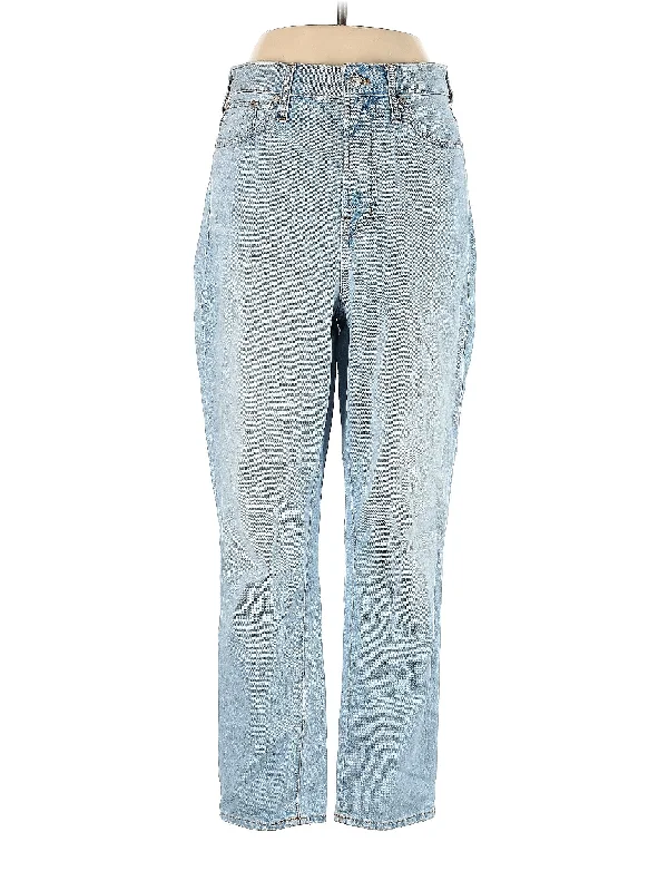 Recycled denim jeans made from repurposed materials for an environmentally conscious optionHigh-Rise Straight-leg Jeans in Light Wash