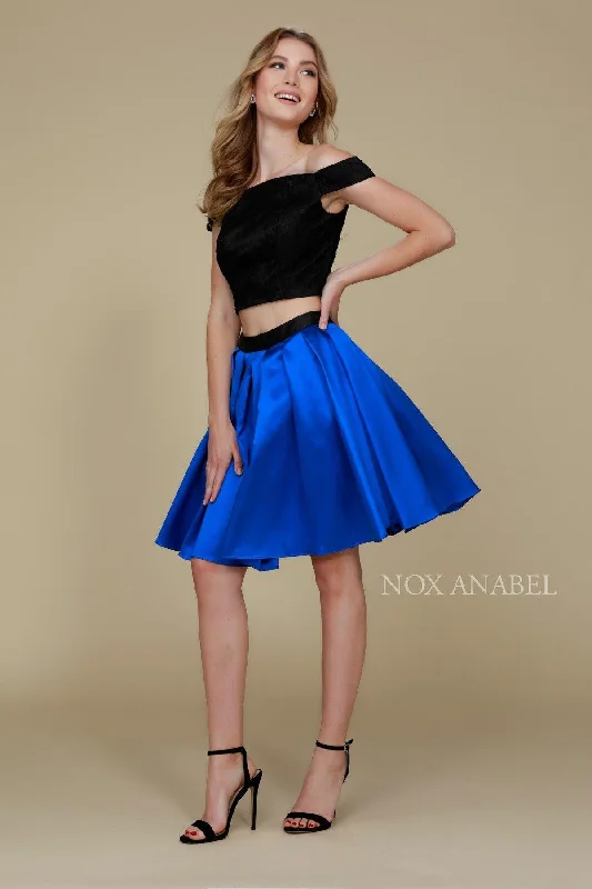 Party Dresses with Cut Out Details and Lace Insertions for Ladies' Bold and Feminine LookHomecoming Short Two Piece Set Dress Royal/Black Party Dresses with Cut Out Details and Lace Insertions for Ladies' Bold and Feminine LookHomecoming Short Two Piece Set Dress Royal/Black