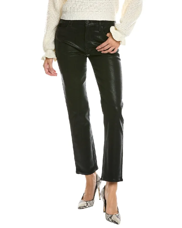 Cargo - pocket denim jeans with multiple utility pockets for added functionalityHUDSON Jeans Coated Black High-Rise Straight Ankle Jean