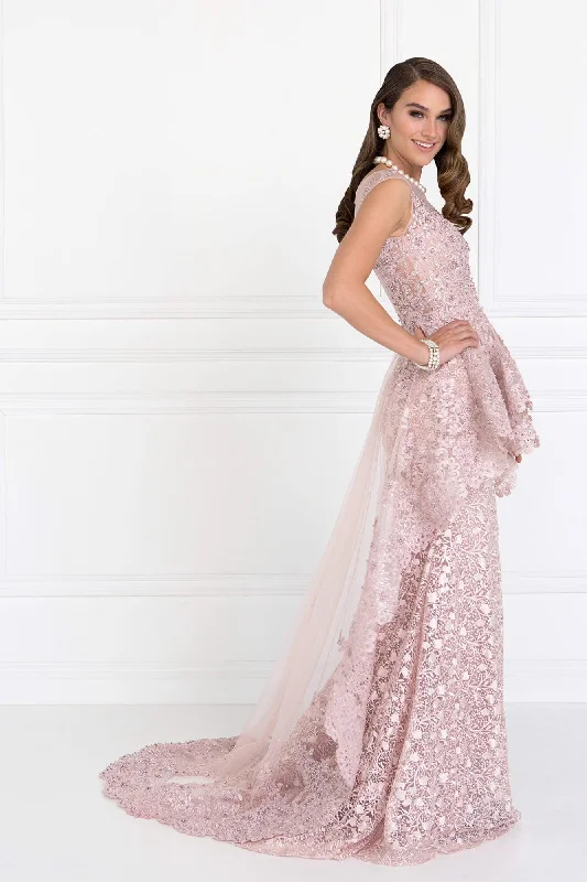 Party Dresses with Tassel Hem and Metallic Lace for Ladies' Boho and Luxurious LookLong Prom Dress Formal Mermaid Gown Lace Train Party Dresses with Tassel Hem and Metallic Lace for Ladies' Boho and Luxurious LookLong Prom Dress Formal Mermaid Gown Lace Train