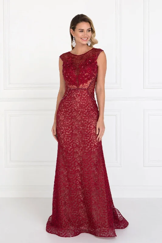 Party Dresses with Sequined Dots and Sheer Skirt for Ladies' Playful and Sultry LookLace Mermaid Long Prom Dress Formal