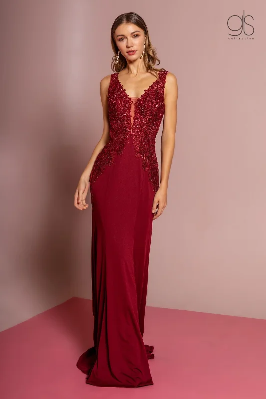 Party Dresses with Sequined Geometric Shapes and Lace and Chiffon Blend for Ladies' Modern and Feminine LookProm Long Sleeveless V-Neck Evening Formal Dress Party Dresses with Sequined Geometric Shapes and Lace and Chiffon Blend for Ladies' Modern and Feminine LookProm Long Sleeveless V-Neck Evening Formal Dress