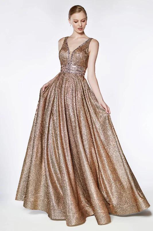 Halter Neck Party Dresses with Ruffled Hem for Ladies' Summer CelebrationsCinderella Divine CJ505 Long Metallic Formal Prom Dress Ball Gown Halter Neck Party Dresses with Ruffled Hem for Ladies' Summer CelebrationsCinderella Divine CJ505 Long Metallic Formal Prom Dress Ball Gown