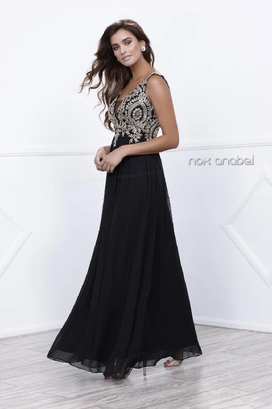 Party Dresses with Satin and Lace Trimmed Neckline and Ruffled Sleeves and Embroidered Skirt for Ladies' Sophisticated and Intricate LookLong Prom Dress Evening Gown Party Dresses with Satin and Lace Trimmed Neckline and Ruffled Sleeves and Embroidered Skirt for Ladies' Sophisticated and Intricate LookLong Prom Dress Evening Gown