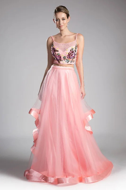 Party Dresses with Pleated Tulle Skirt and Sequined Geometric Shapes for Ladies' Princess and Modern LookCinderella Divine CD11793 Long Two Piece Evening Prom Dress Party Dresses with Pleated Tulle Skirt and Sequined Geometric Shapes for Ladies' Princess and Modern LookCinderella Divine CD11793 Long Two Piece Evening Prom Dress