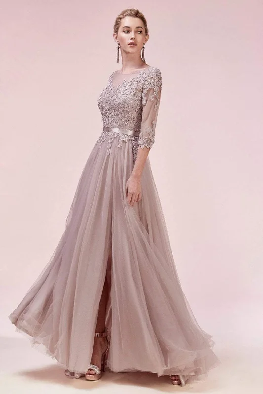 Chiffon Party Dresses with Embroidered Cuffs for Ladies' Elegant TouchAndrea & Leo CDA0571 Long Formal Dress Prom