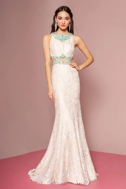 Party Dresses with Satin Trimmed Collar and Ruffled Hem for Ladies' Classic and Girly LookLong Formal Dress Prom Evening Lace Gown Party Dresses with Satin Trimmed Collar and Ruffled Hem for Ladies' Classic and Girly LookLong Formal Dress Prom Evening Lace Gown
