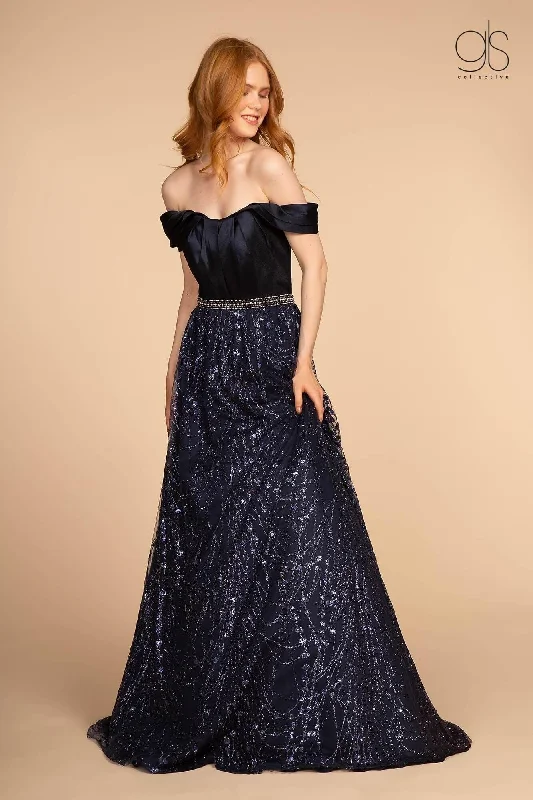Party Dresses with Sequined Hearts and Ruffled Hem and Satin and Lace Combo and Bow at the Waist for Ladies' Romantic and Sweet LookLong Off the Shoulder Glitter Print Prom Dress Party Dresses with Sequined Hearts and Ruffled Hem and Satin and Lace Combo and Bow at the Waist for Ladies' Romantic and Sweet LookLong Off the Shoulder Glitter Print Prom Dress
