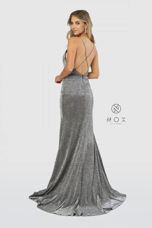 Sleeveless Chiffon Party Dresses with Slit for Ladies' Cocktail PartiesLong Metallic Open Back Prom Dress Evening Gown Sleeveless Chiffon Party Dresses with Slit for Ladies' Cocktail PartiesLong Metallic Open Back Prom Dress Evening Gown