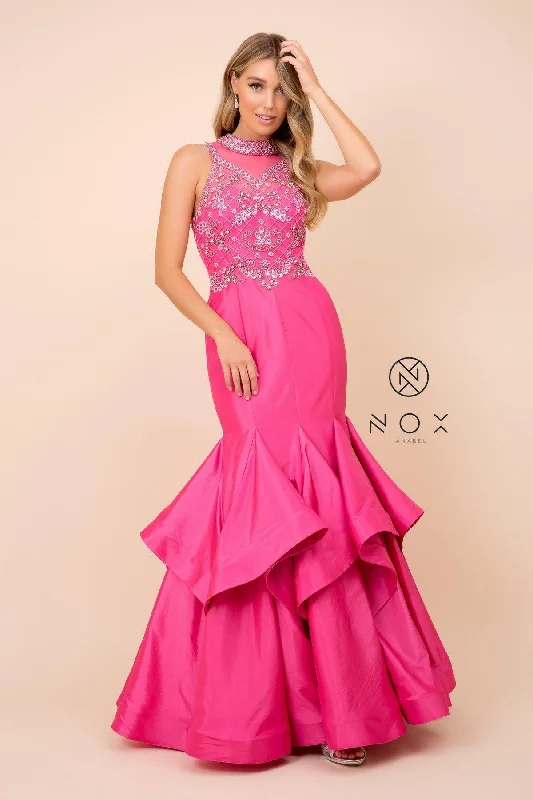 Party Dresses with Embroidered Stars and Sequined Dots and Sheer Sleeve for Ladies' Celestial and Elegant LookLong Jeweled Bodice Tiered Mermaid Dress Party Dresses with Embroidered Stars and Sequined Dots and Sheer Sleeve for Ladies' Celestial and Elegant LookLong Jeweled Bodice Tiered Mermaid Dress