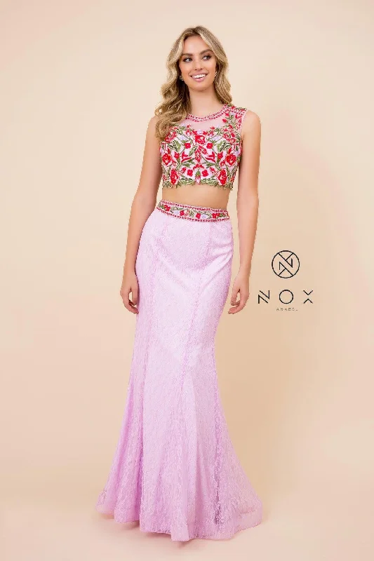 Party Dresses with Beaded Floral Wreath on the Bodice and High Low Hem for Ladies' Delicate and Dramatic LookLong Two Piece Prom Dress Party Dresses with Beaded Floral Wreath on the Bodice and High Low Hem for Ladies' Delicate and Dramatic LookLong Two Piece Prom Dress
