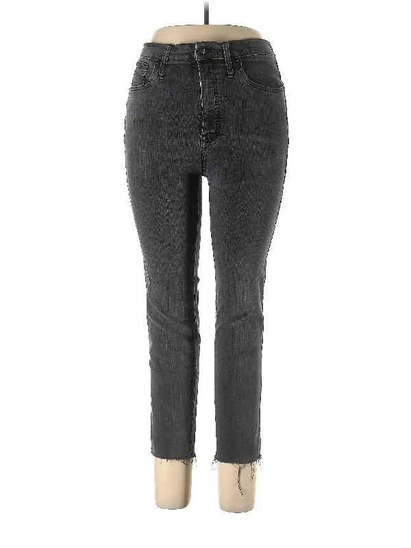Denim jeans with a front - pocket zipper for added securityLow-Rise Skinny Jeans