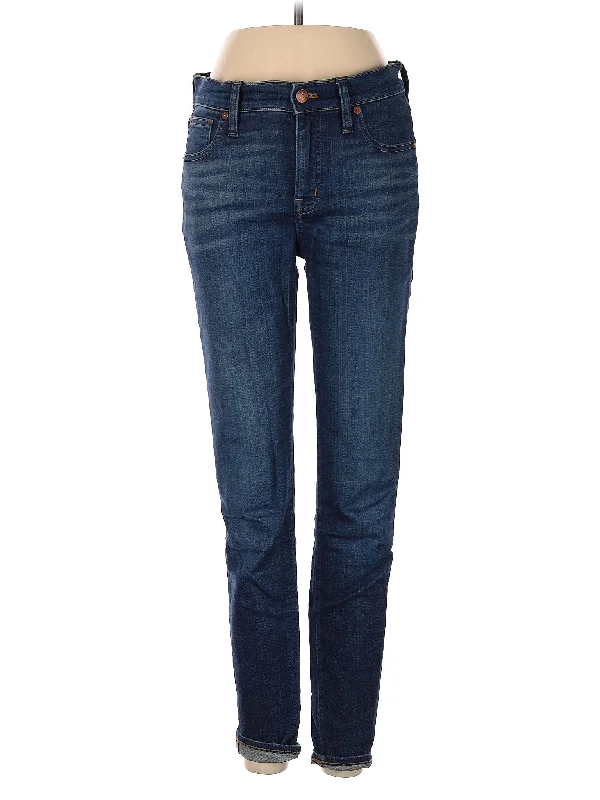 Patchwork denim jeans with unique fabric combinations for a one - of - a - kind lookLow-Rise Skinny Jeans in Dark Wash