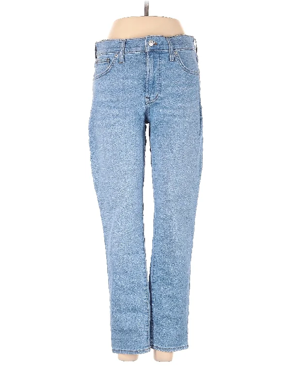 Recycled denim jeans made from repurposed materials for an environmentally conscious optionLow-Rise Straight-leg Jeans in Light Wash