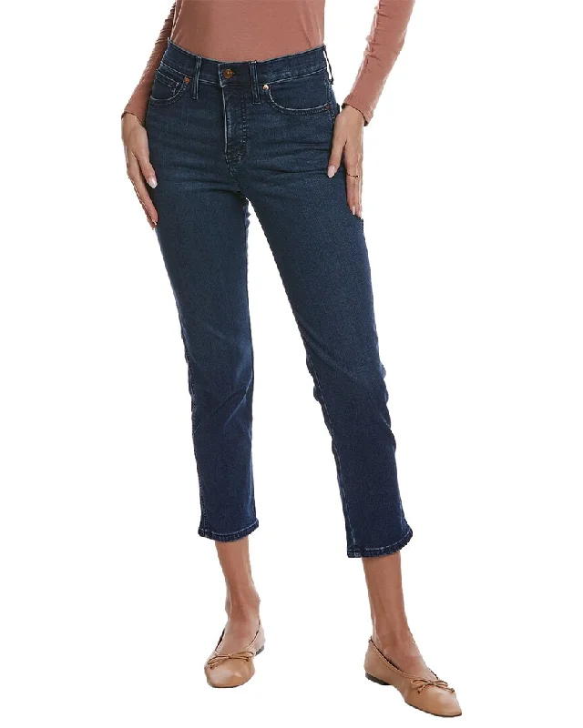 Bootcut denim jeans in a classic dark wash for a timeless appearanceMadewell Mid-Rise Stovepipe Dark Indigo Jean