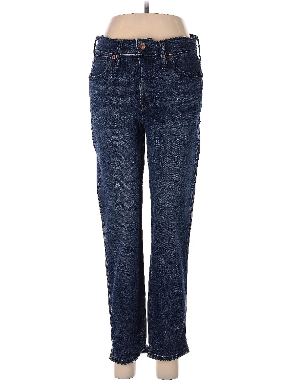 High - waisted wide - leg distressed denim jeans for a trendy and edgy lookMid-Rise Straight-leg Jeans in Dark Wash