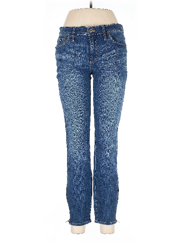 Denim jeans with a cuffed hem for a preppy and put - together appearanceMid-Rise Straight-leg Jeans in Medium Wash